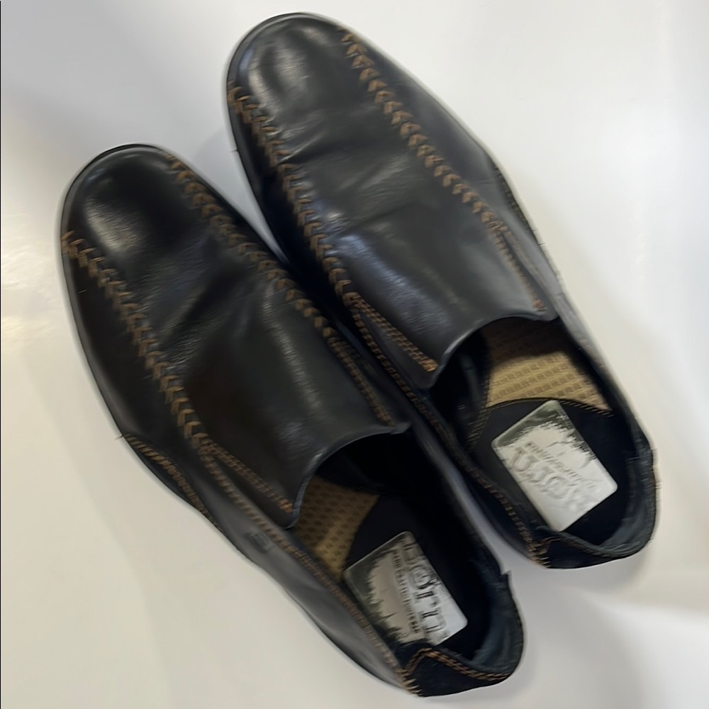 Born Men's Black Leather & Suede Slip-On Shoes Loafers Comfort